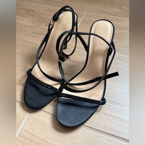 Via Spiga Black Strappy Heels with jewelers